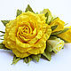 Брошь с желтыми розами. из фоамирана, Брошь-булавка, Москва,  Фото №1