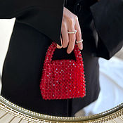 Сумки и аксессуары handmade. Livemaster - original item Bag of beads. Red Evening Crystal Mini Handbag. Handmade.