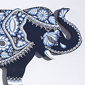 Картины и панно handmade. Livemaster - original item Panels: Gzhelka. collectible elephant, cobalt gzhel. Handmade.