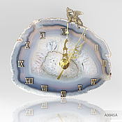 Для дома и интерьера handmade. Livemaster - original item Watch with Bronze dragon on a plate of agate. Handmade.