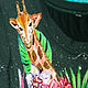 T-shirt tropical green with a giraffe and a Flamingo hand painted. T-shirts. Koler-art handpainted wear. My Livemaster. Фото №4