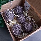 Сувениры и подарки handmade. Livemaster - original item Set of knitted chocolate-colored Christmas balls, diameter 7 cm, 5 pcs. Handmade.