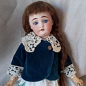 Винтаж: Бархатный боннет для антикварной куклы