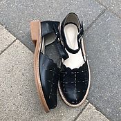 Обувь ручной работы handmade. Livemaster - original item Floral sandals black beige sole. Handmade.