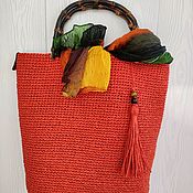 Сумка-шопер, пляжная сумка "Марта" из рафии, размер L