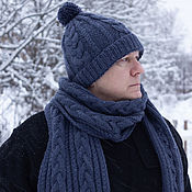 Аксессуары handmade. Livemaster - original item Men`s knitted hat, men`s knitted scarf. Handmade.