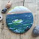 Brooch Longboat. Miniature on Canvas Boat at sea. Seascape, Brooches, Moscow,  Фото №1