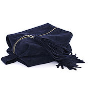 Сумки и аксессуары handmade. Livemaster - original item Blue Cosmetic bag travel Organizer case pencil Case suede. Handmade.