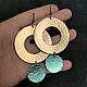 Серьги из титана круглые крупные бежево-розовые с зеленым. Серьги классические. MaSha. Титан, гравировка. Интернет-магазин Ярмарка Мастеров.  Фото №2