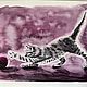 British grey kitten watercolor painting playing cat. Pictures. marselart. My Livemaster. Фото №5