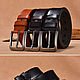 Men's leather belt 'Iney' brown, genuine leather. Straps. EZCASE - Leather Design Studio. My Livemaster. Фото №4