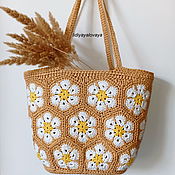 Сумки и аксессуары handmade. Livemaster - original item shopper: Shopping bag made of Camomile raffia. Handmade.