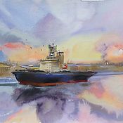 Картины и панно handmade. Livemaster - original item Pictures: Painting of St. Petersburg (purple yellow river). Handmade.