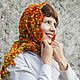Knitted shawl scarf for women gift fishnet Orange Autumn, Shawls, Ekaterinburg,  Фото №1