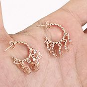 Stylish clip-on earrings with chains, two colors -gold and silver