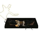 Винтаж handmade. Livemaster - original item Theatrical clutch bag made of velvet, decorated with rhinestones and feathers. Handmade.