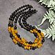 Multi-row necklace natural amber, shungite and volcanic lava. Necklace. naturalkavni. My Livemaster. Фото №6