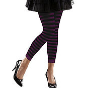 Винтаж handmade. Livemaster - original item Sizes S/M, M/L. Stylish leggings in black and purple stripes. Handmade.