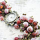 Часы браслет на руку "снежные ягоды"- агаты. Часы наручные. Юлия Григорьева ☘ (JuliaGrig). Интернет-магазин Ярмарка Мастеров.  Фото №2