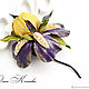 His Majesty iris leather Luneville embroidery Yellow purple. Brooches. flowersstyle (flowersstyle). Online shopping on My Livemaster.  Фото №2