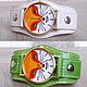 Wristwatch Fox on White Lime Green Leather Bracelet. Watches. Made In Rainbow. Online shopping on My Livemaster.  Фото №2