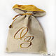 Pouch flax Gold donkey and the monogram. Gift wrap. mybroidery. Online shopping on My Livemaster.  Фото №2
