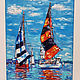Sailboats at sea oil painting, Pictures, Moscow,  Фото №1