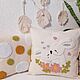 Children's Pillow Embroidered Rabbits, Pillow, Samara,  Фото №1