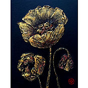 Картины и панно handmade. Livemaster - original item Painting poppy relief painting with poppies miniature. Handmade.