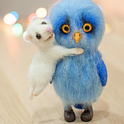 Куклы и игрушки handmade. Livemaster - original item Felted toy owl with a mouse. Handmade.