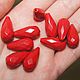 Coral red natural faceted drop 10,2h20,5 mm, Pendants, Moscow,  Фото №1