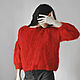 Mohair Women's Jumper, Red Fluffy Oversize Jumper. Sweaters. Dobryy_vyaz. My Livemaster. Фото №4