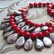Necklace 'Assol' (coral red, gray mother of pearl), Necklace, Moscow,  Фото №1