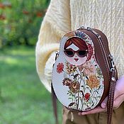 Кожаный кошелёк с ручной росписью