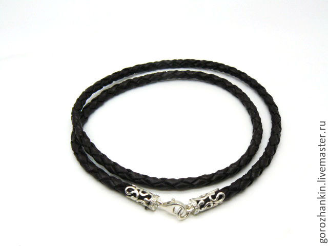 Cord, lace, leather braided choker silver 4mm Handmade
