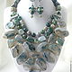 Necklace 3 strands and Earrings - MOSS AGATE beads. Jewelry Sets. Dorida's Gems (Dorida-s-gems). Online shopping on My Livemaster.  Фото №2
