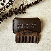 Сувениры и подарки handmade. Livemaster - original item Wooden carved comb in a leather case. Handmade.