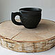 Cup with handle - black-flattened ceramic. Mugs and cups. Mochalka.. Online shopping on My Livemaster.  Фото №2