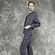 Order The women's business pant suit linen blue herringbone. Voielle. Livemaster. . Suits Фото №3