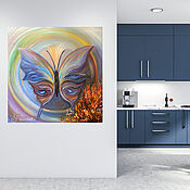Картины и панно handmade. Livemaster - original item Pictures: Oil painting symbolism Butterfly Eyes. Rainbow.Fire. Handmade.