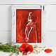 Girl on a red background, picture with a girl, picture in the nursery, silhouette, Pictures, St. Petersburg,  Фото №1