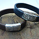 Leather bracelet with Celtic pattern- `Birds`, the castle - silver. Manual exclusive work

