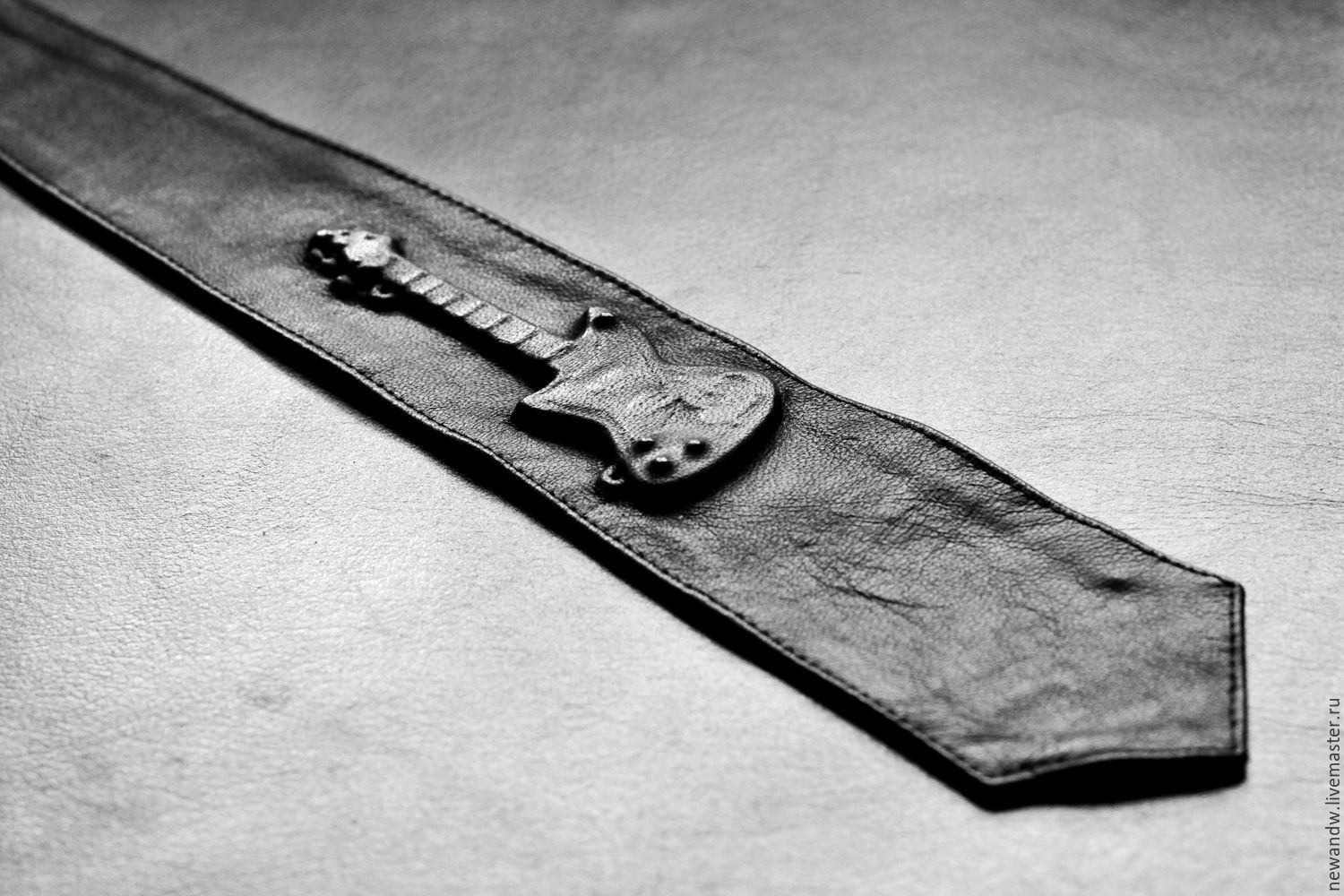 3D bow Tie 'Guitar' from a black natural leather, Ties, Moscow,  Фото №1
