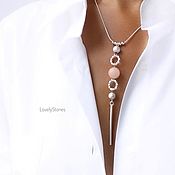 Украшения handmade. Livemaster - original item Elongated necklace with frosted rose quartz necklace. Handmade.