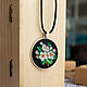 Pendant with micro-embroidery 'Apple color'. Pendants. Anna's pretty things (flowertenderann). My Livemaster. Фото №4