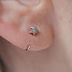 Gold earrings with rough blue diamonds, Thread earring, Almaty,  Фото №1