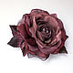 FLOWER brooch rose from the fabric ' mulled Wine', Brooches, Vidnoye,  Фото №1