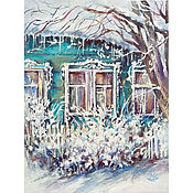 Картины и панно handmade. Livemaster - original item Pictures: Winter landscape with a house.. Handmade.