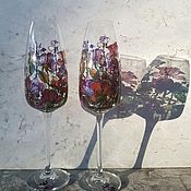 Wine glasses (pair ). Stained glass painting