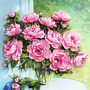 Картина лентами Тюльпаны три цвета 40 х 50 см